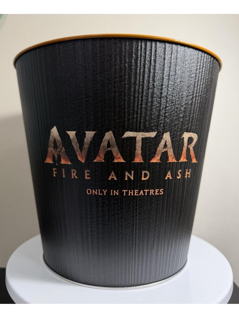 Avatar Fire and Ash Popcorn Bucket Tin AMC Cinemark Regal Black/Orange Tin -READ